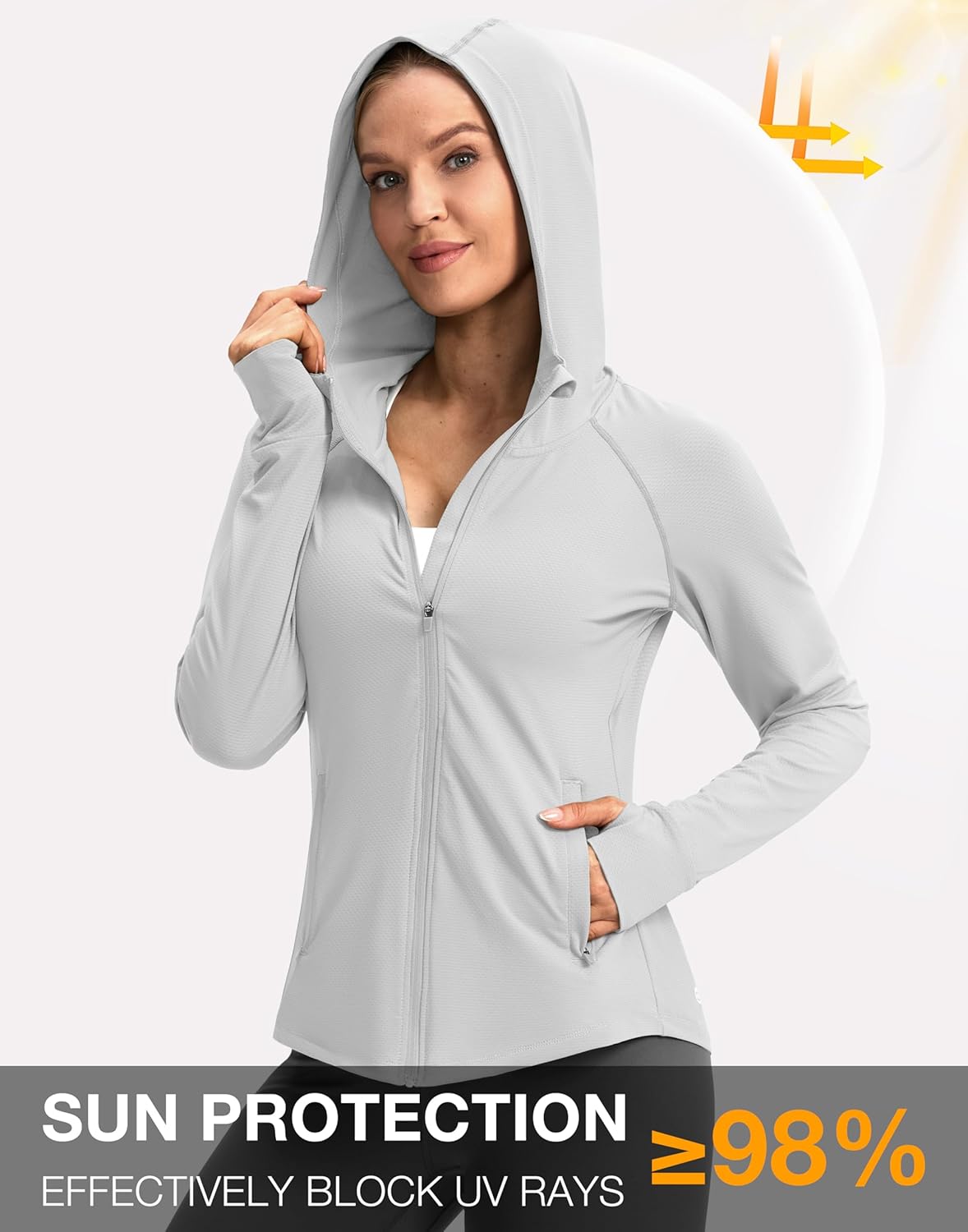 G Gradual Women's UPF 50+ Sun Protection Hoodie Jacket Lightweight Zip Up Jackets Long Sleeve Shirts for Women Hiking Outdoor - Image 3