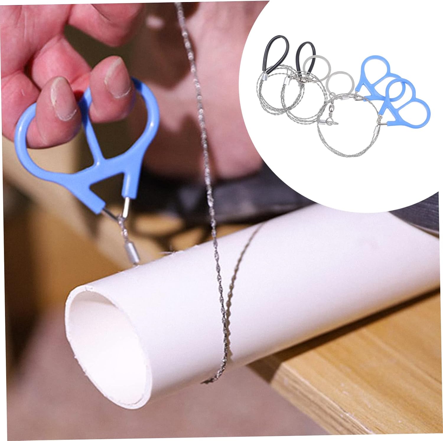 POPETPOP 6pcs Professional Folding Survival Wire Saws Pull Rings Strong for Cutting