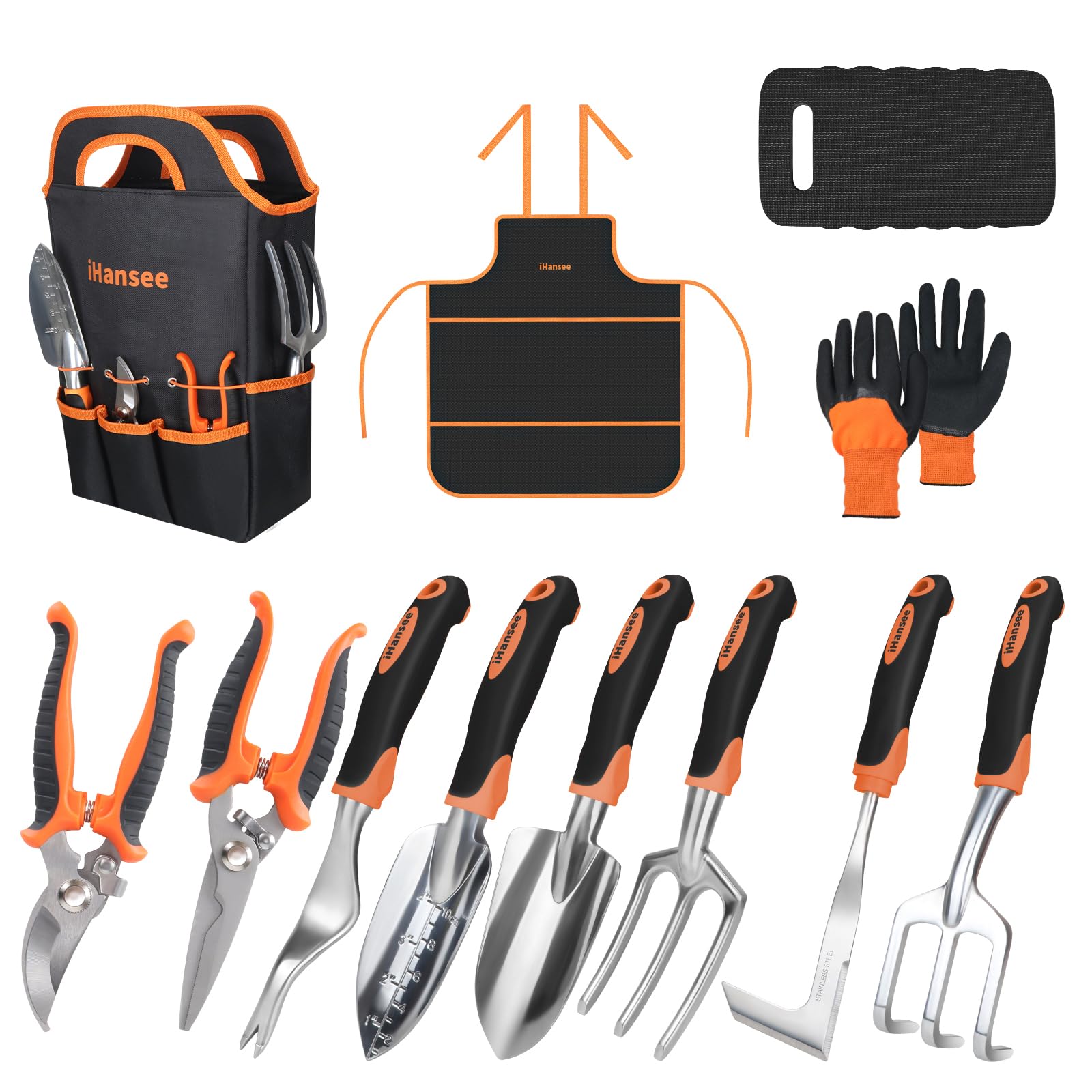 12-Piece Garden Tool Set, Aluminum Hand Tools with Tool Bag, Gardening Gift