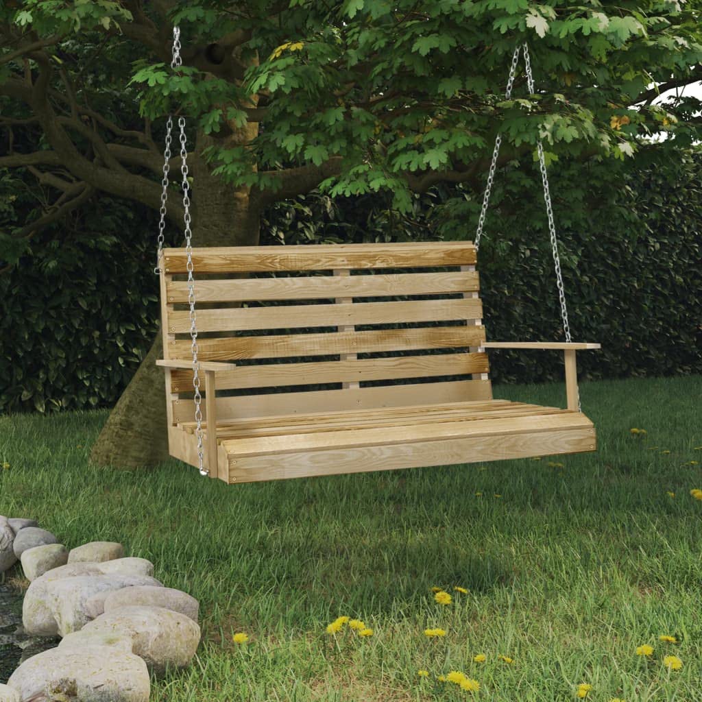 Schaukelbank 110 cm aus imprägniertem Kiefernholz für Garten, Balkon und Terrasse wetterfeste Hängeschaukel mit Ketten, belastbar bis 320 kg, ideal zum Relaxen, Lounge, Outdoor, Veranda