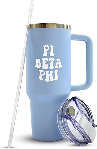 Sorority Shop Pi Beta Phi - Vaso con asa de 40 onzas, para mejor amiga, bonito vaso grabado de hermandad, vasos aislados para mantener tus bebidas