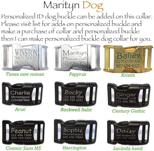 Miniatura 5 de Collar de perro Martingale personalizado id grabado con láser plata oro metal negro hebilla de plástico