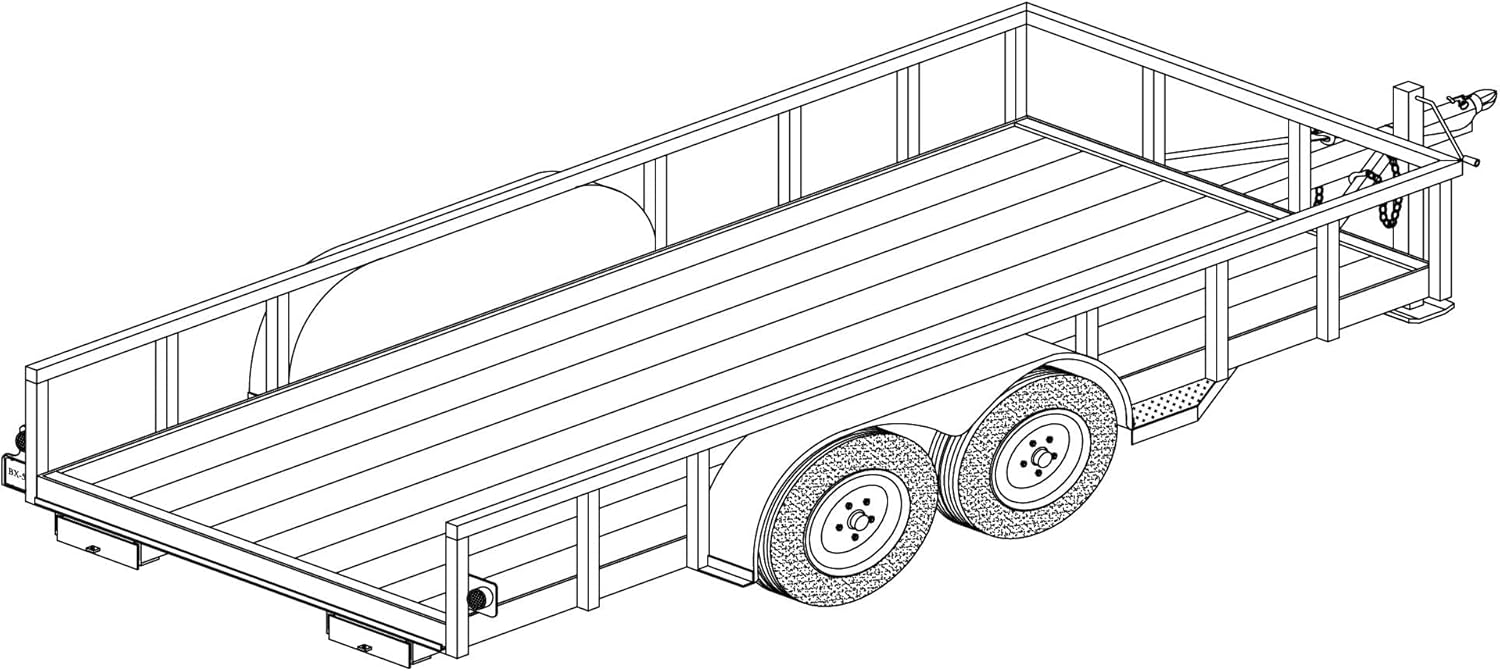 1216-6'6" x 16' Tandem Axle 7K Utility Lowboy Trailer DIY Master Plan - 17 How-to Steps w/Blueprint Paper - Engineer Approved