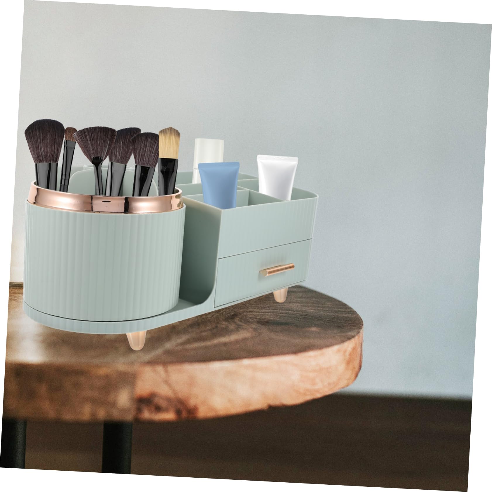 VICASKY Organisateur de maquillage rotatif avec rangement cosmétique pour coiffeuse - Porte-pinceaux polyvalent en matériau durable pour organiser les produits de maquillage