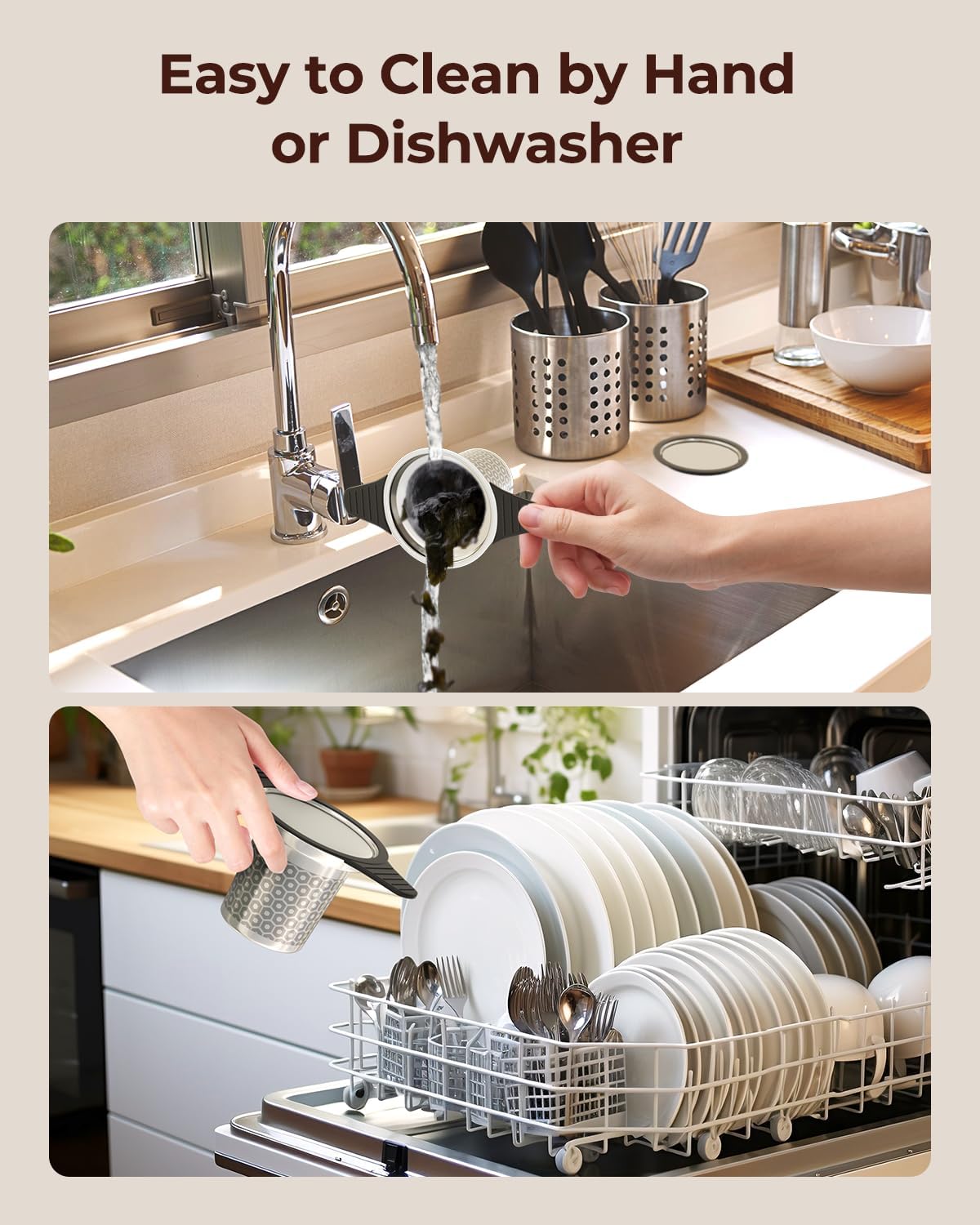 Reinmoson Extra Fine Mesh Tea Strainers & Filters for Loose Tea Single Cup, 304 Stainless Steel and Food Grade Silicone Loose Leaf Tea Steeper for Black Tea, Coffee, Rooibos, etc 1 Pack Hive Black image 5 of 9 B0CZNQMZ8L