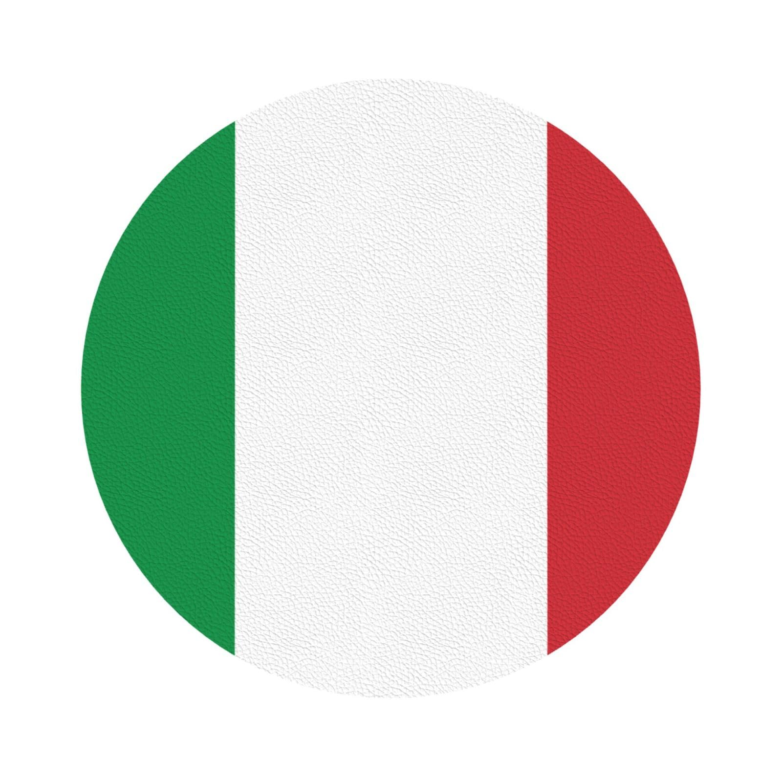 italy flag PU Leather Coasters Set of 6 Round Drink Coasters