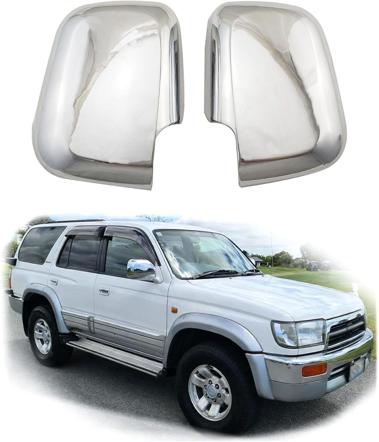 Side Door Mirror Covers Chrome compatible with 4Runner 1996-2002 Left + Right Side