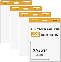 Vista 1 de SUNEE Almohadillas Adhesivas para Caballete, 25 x 30 pulgadas, 30 hojas/bloc, paquete de 4 – Papel Autoadhesivo de Rotafolio para Pizarras Blancas