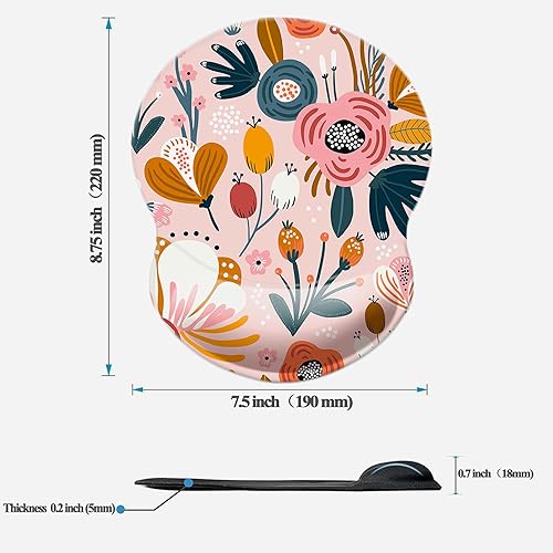 Miniatura 9 de Alfombrilla para mouse con soporte de muñeca, almohadilla antideslizante para mouse para oficina, computadora, laptop y Mac, cómoda y ligera