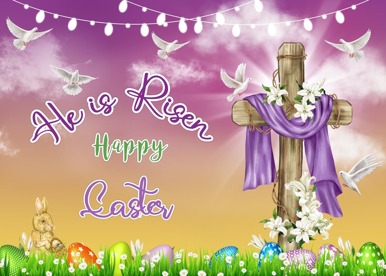Alltten 7x5ft Easter Backdrop - Purple Vinyl - Includes Backdrop - Perfect for Easter Studio Photography, Parties & Decor