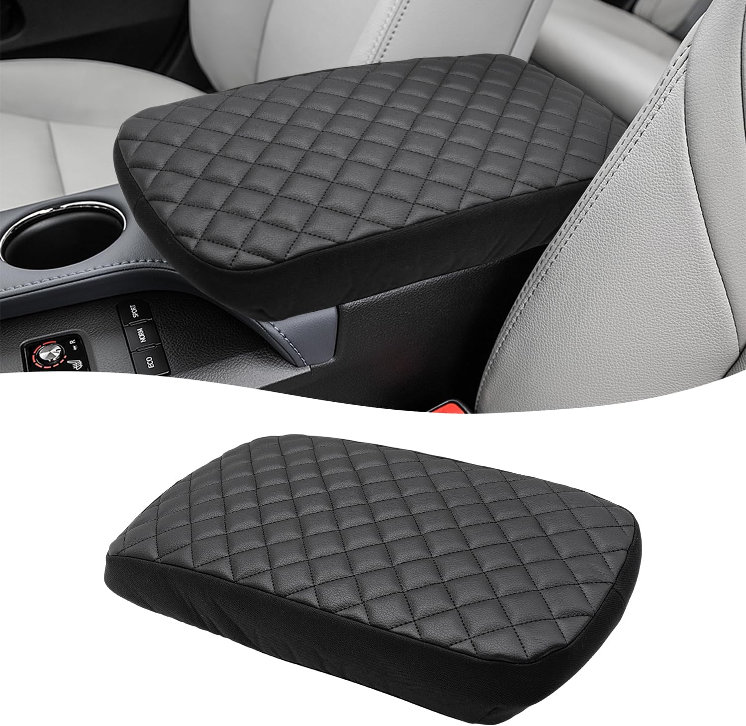 KBH Center Console Armrest Cover for Toyota Avalon 2013 2014 2015 2016 2017 2018, Vinyl Leather Interior Accessories, Car Arm Rest Lid Protector, Anti-Scratch, Black