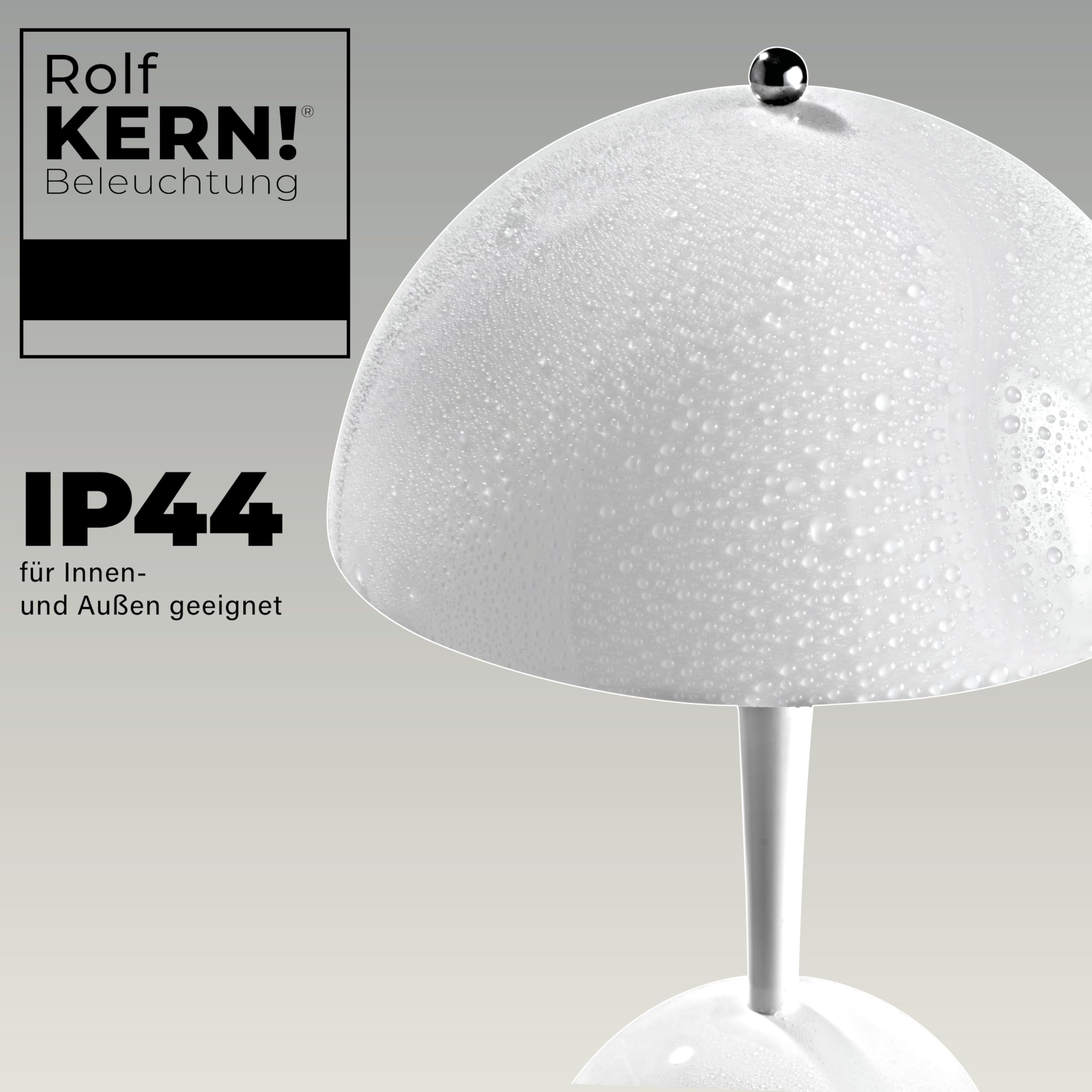 LED Tischlampe | Stil 24cm | Pilzlampe Akku Nachttischlampe, Schreibtischlampe Dimmbar, Warmweiß 2700K, Touch-Dimmer, IP44, kabellose Design Tischleuchte für Wohnzimmer, Büro, Balkon Terasse