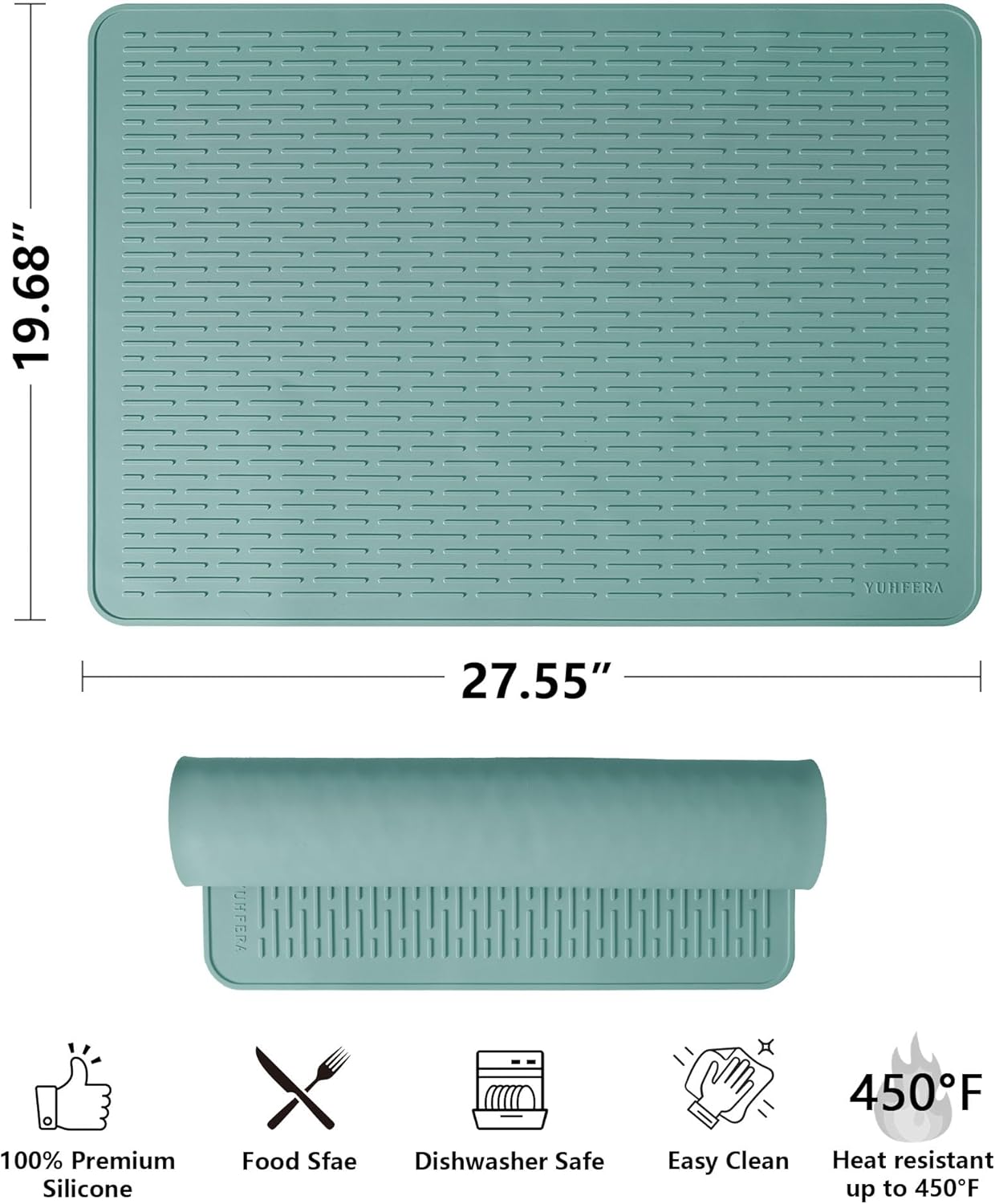 YUHFERA Stove Top Cover for Electric Stove - Silicone Stove Mat for Glass Top, Glass Cooktop Protector, XL Dish Drying Mats For Kitchen,Oven Covers for Electric Stove (Aqua,28 x 20)