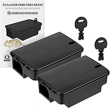 Bait Station for Rats and Mice - Empty Bait Box with Safety Key and Black Lid, Protection for Children and Pets, Professional and Home Use, No Bait (2 Pack)