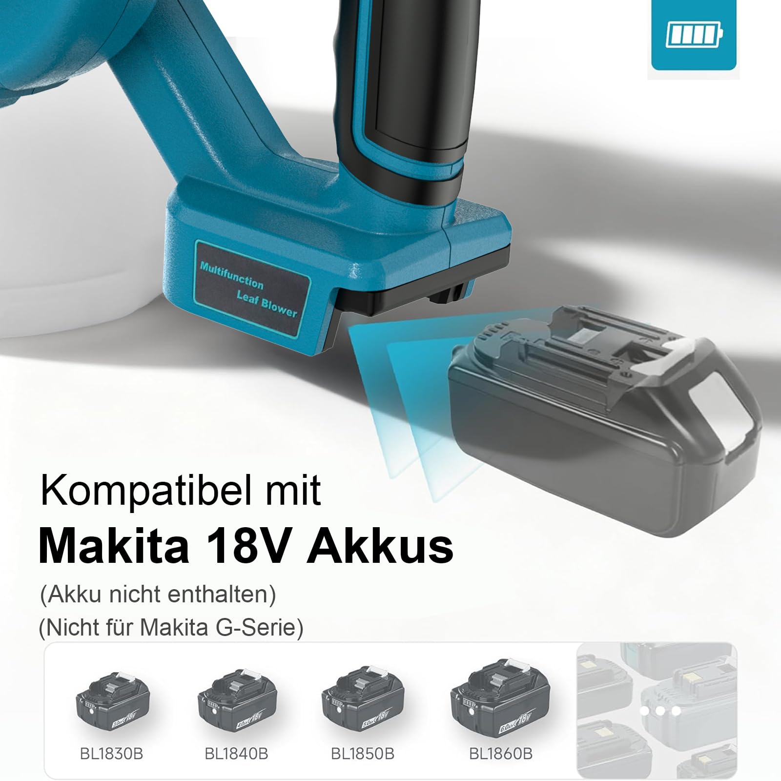 Waitley Akku Laubbläser für Makita 18V Akku, Kabelloser Laubbläser mit 189 km/h Luftgeschwindigkeit, Variable Drehzahl, Leicht & Kompakt, ohne Akku und Ladegerät