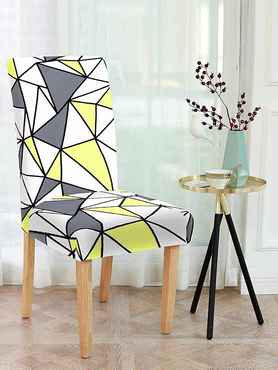 Cortina Dining Chair Slipcover | Anti Slip Chair Cover | Geometric Print, Removable & Easy Wash | Universal Fit Super Soft Stretchy Polyester Spandex | Living Room, Kitchen, Hall | Pack of 4, Multi 3