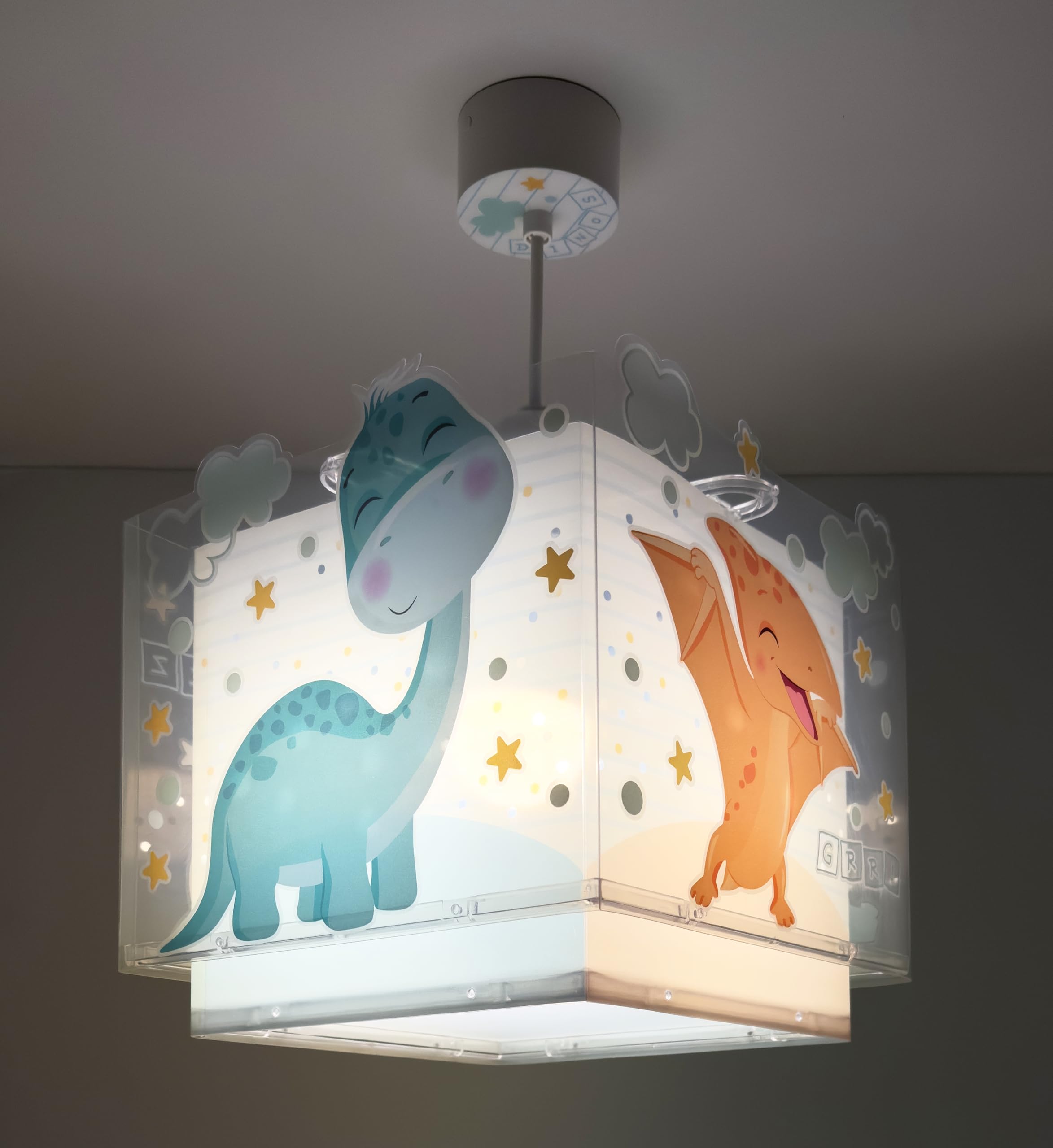 Dalber Kinder Pendelleuchte Baby Dinos Dinosaurier 63452M | Hängelampe; Deckenleuchte; Kinderzimmer; E27 - 1 x 15W