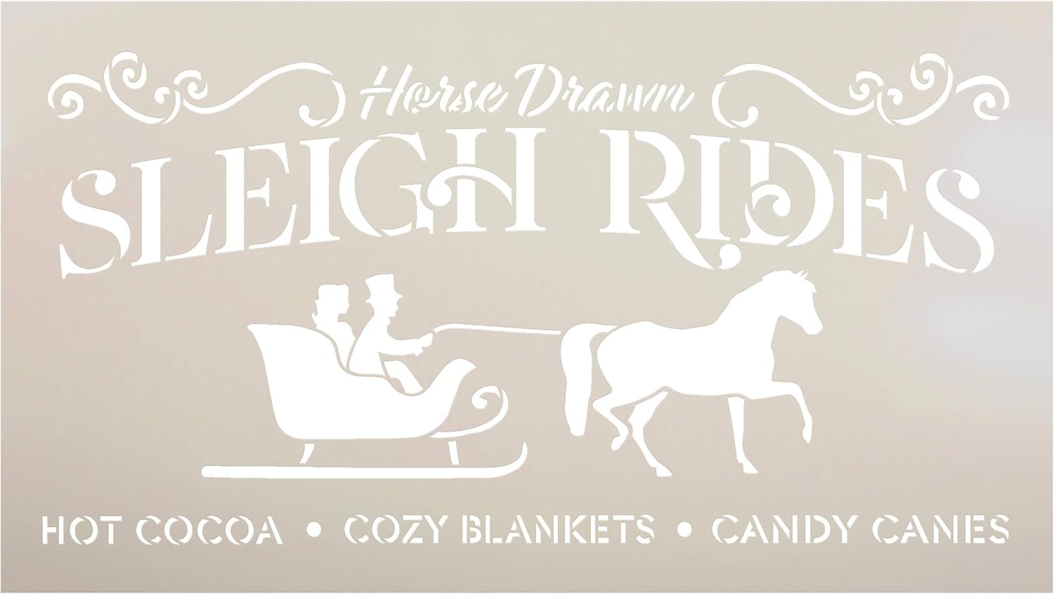 Horse Drawn Sleigh Ride Stencil by StudioR12 | Reusable Mylar Template | Paint Wood Sign | Craft Rustic Vintage Farmhouse Christmas Decor | DIY Cozy Retro Holiday Winter Gift | SELECT SIZE (22 x 13)