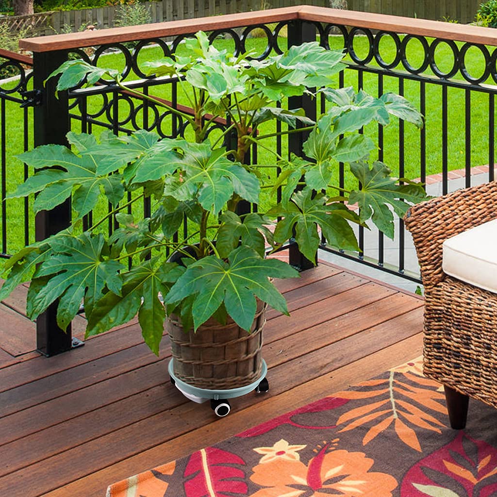 Skelang Support de Pot de Fleur a Roulette, Support pour Plante，Support Roulant Plantes 30,5cm, avec récipient d'eau pour Le Jardin, Le Patio, la Cour, la terrasse, capacité de Charge 60kg, Lot de 2