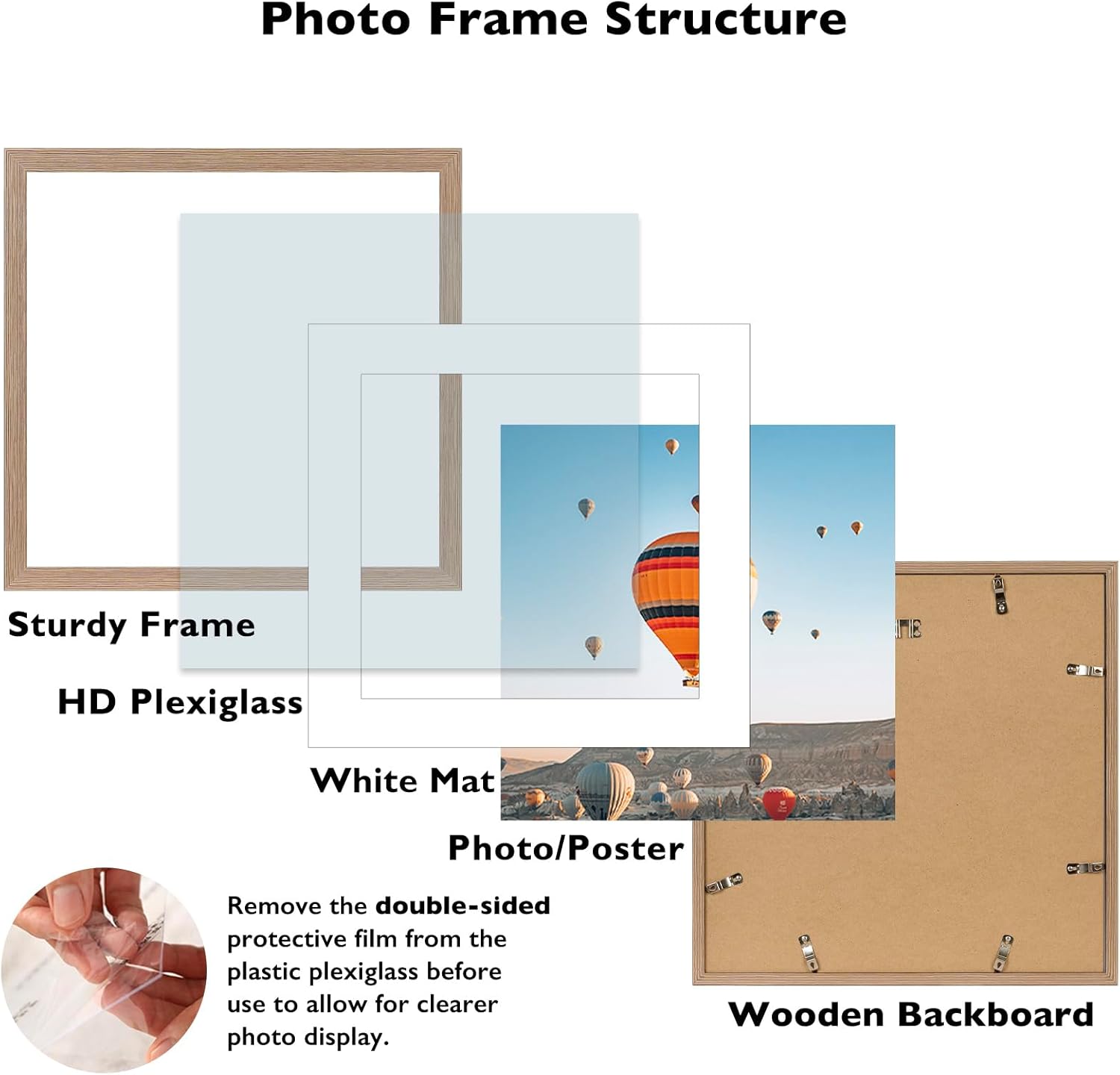 jcjmy 20x20 picture frame rustic brown with 16x16 mat, display photo 16x16 with mat or 20 x 20 without mat, wall hanging large 20x20 poster frame with shatter resistant plexiglass, rustic brown rustic brown 20x20 inch