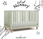 Storkcraft Sicily Convertible Crib with Toddler Guardrail (Sage with Driftwood) – GREENGUARD Gold Certified, Toddler Bed Conversion Kit Included, 100% Solid Wood, Fits Standard Crib Mattress
