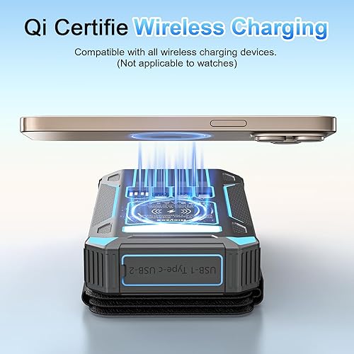 Miniatura 5 de Cargador solar de 49800 mAh con cables integrados, carga rápida QC3.0 de 12 W, cargador de teléfono portátil inalámbrico para iPhone Samsung,