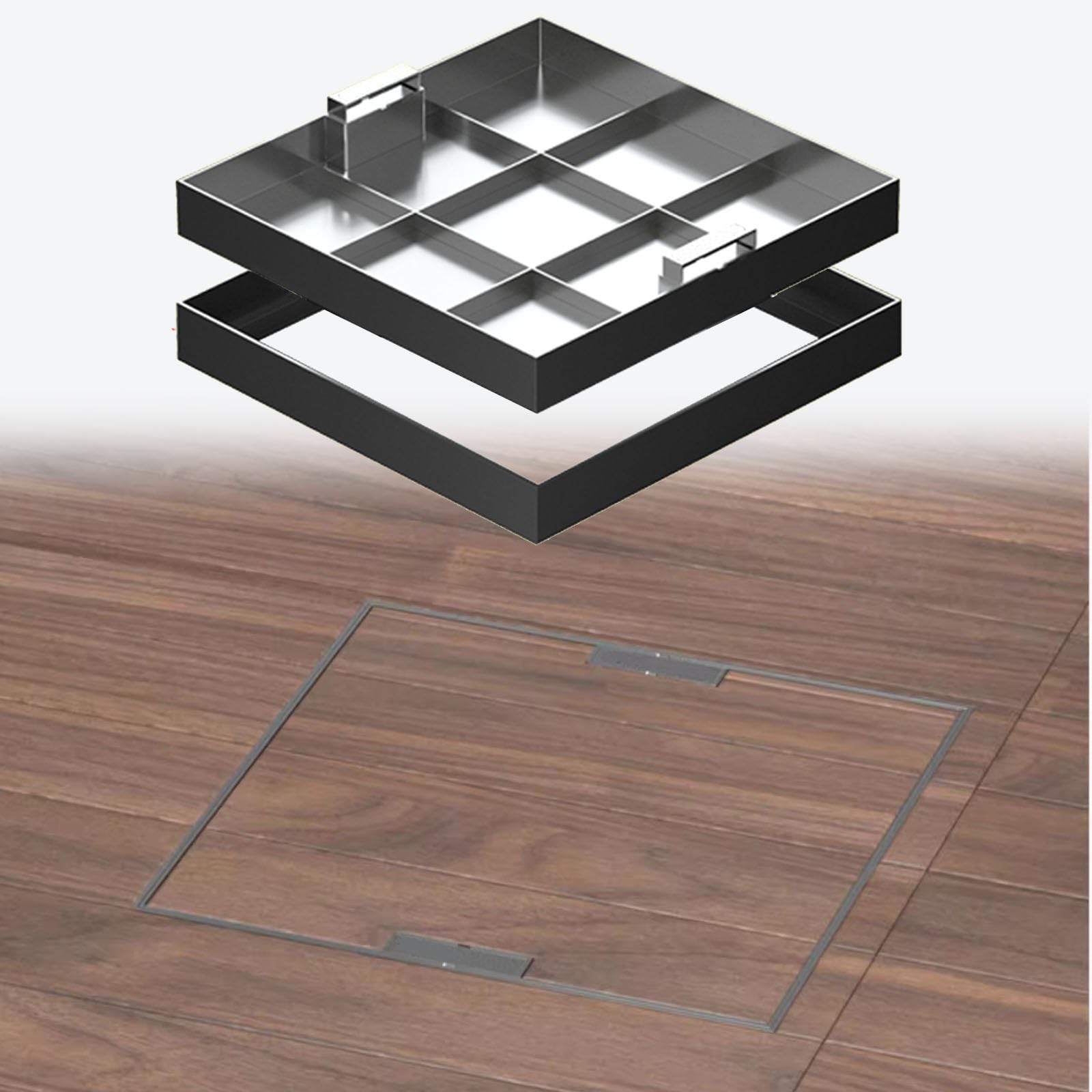 Couvercle de fosse septique carré en acier avec cadre invisible