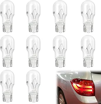 10 Pcs W10W T13 Light Bulbs for Cars, 12V 10W Brake Bulbs Set, Replacement Brake Tail Indicator Lights, Fits Reverse Fog Light Bulbs for Cars, Trucks, Vans 32x9MM