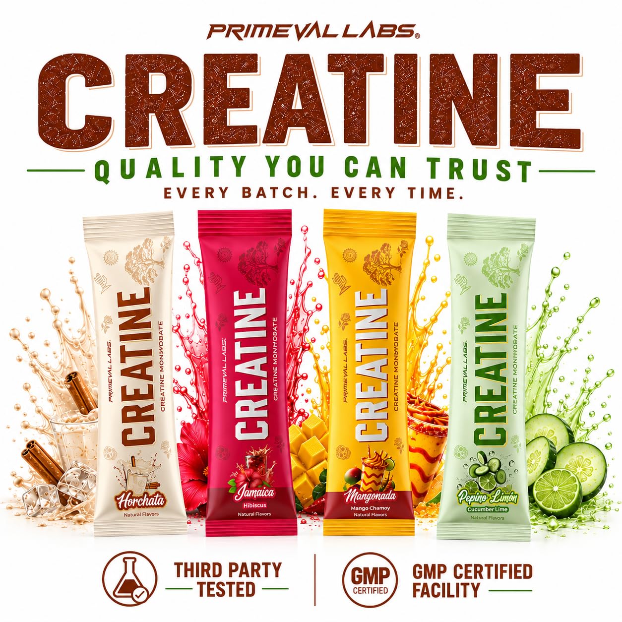 Primeval Labs Creatine Monohydrate Powder, 12-Ct Latino Flavors Pack — Amazon image 4
