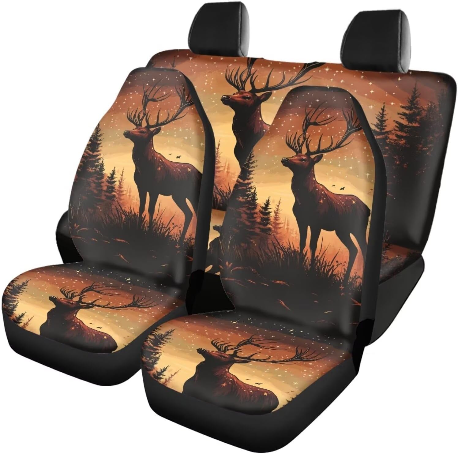 COEQINE Purple Rose Sea Turtle Car Seat Covers Full Set Cute Ocean Animal Printed Automotive Seat Cushion for Trucks and SUVs 4 Pcs Front and Rear Split Bench Cover Protectors with Comfortable