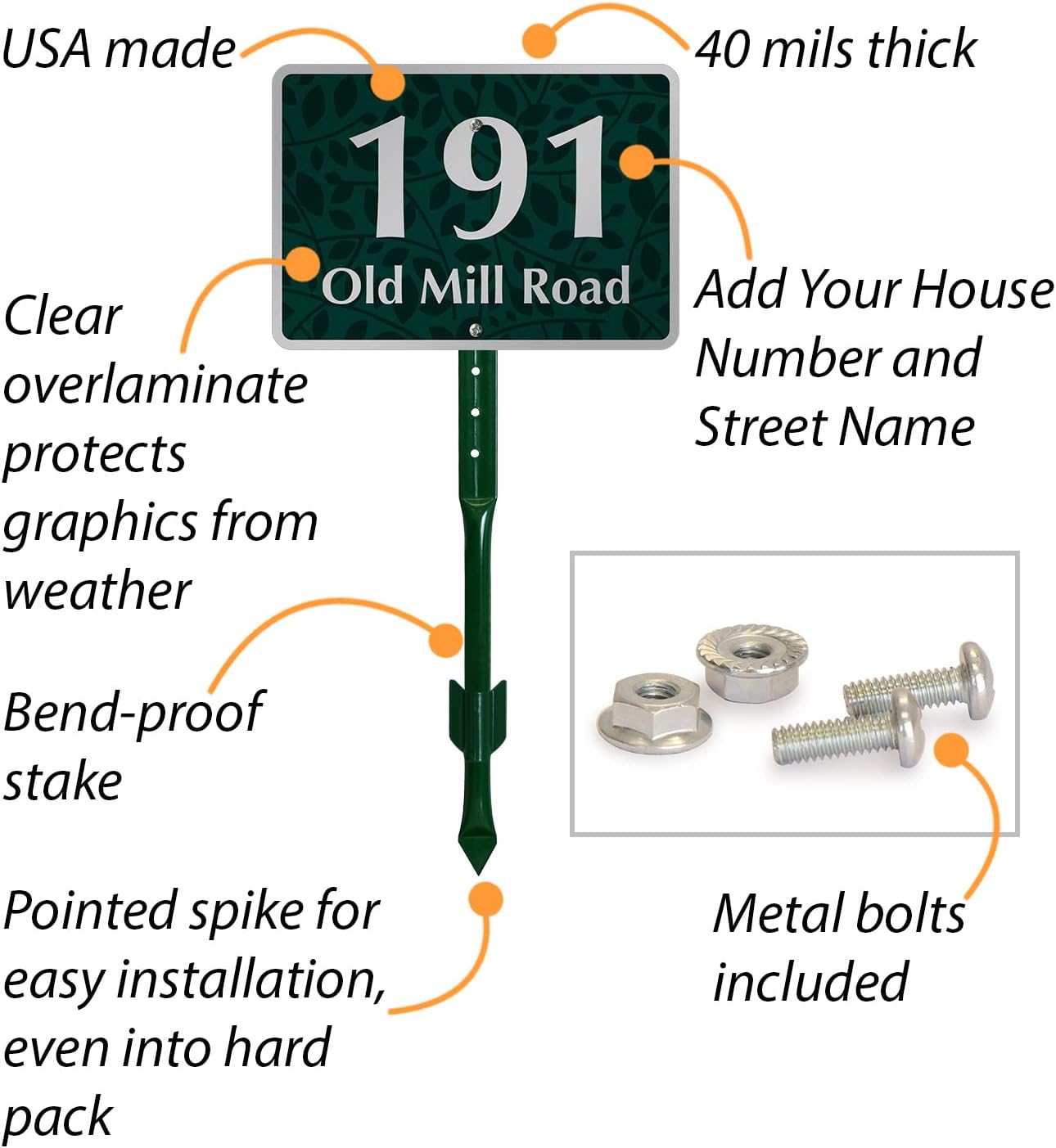 SmartSign 7 x 10 inch Custom House Address Yard Sign with 18 inch Stake (Spring Background), 40 mil Reflective Rustproof Aluminum With UV-Proof Overcoat, Choose Color, Set of 1