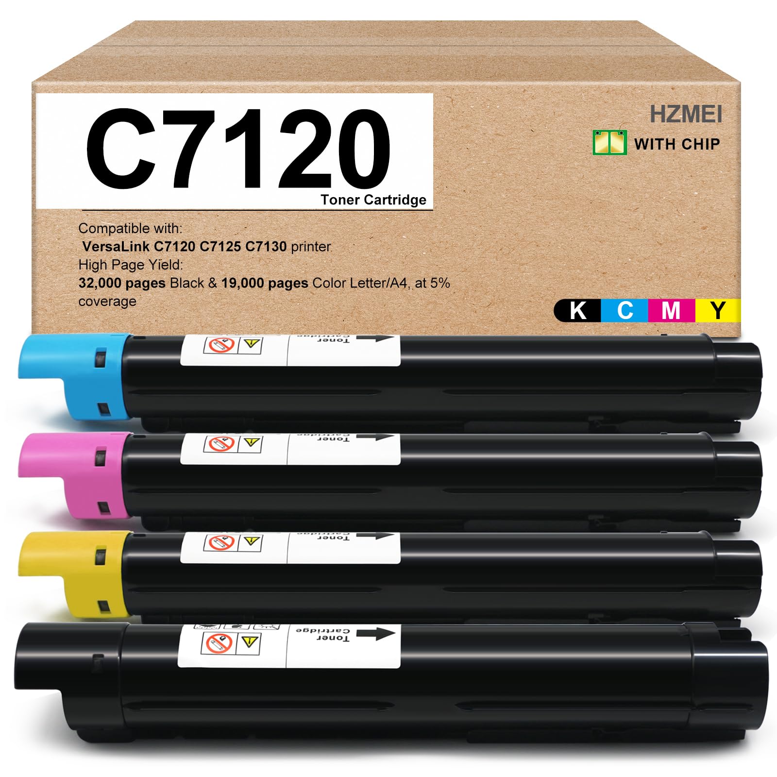 High Yield C7120 C7125 C7130 Toner Cartridge Compatible for Xerox C7130 006R01824 006R01825 006R01826 006R01827 Toner Replacement for Xerox VersaLink