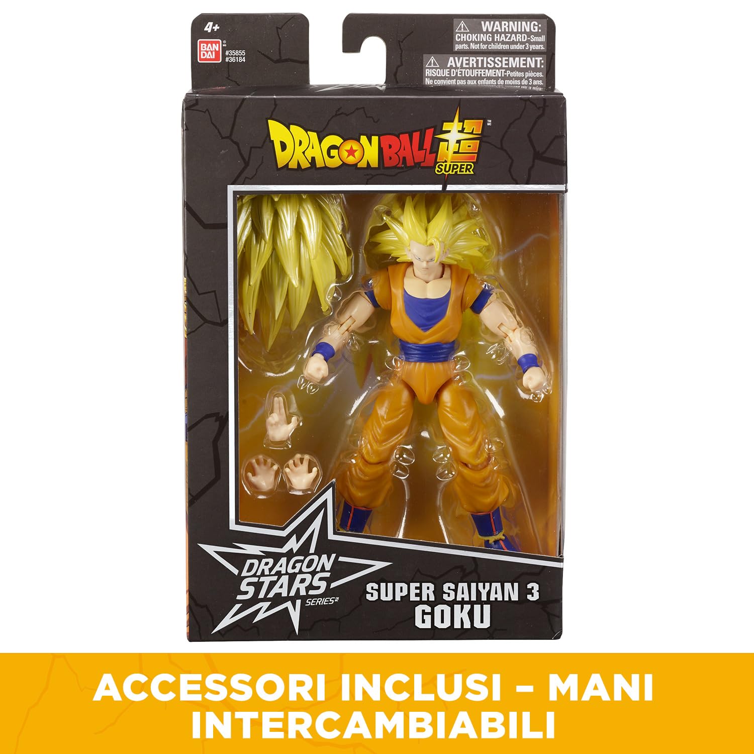 Dragon Ball Super Bandai Figurina Dragon Stars 17 cm - Super Saiyan 3 Goku - Licenza ufficiale Dragon Ball - Figurina articolata Super Saiyan 3 Goku - Giocattolo per bambini 4 anni e + - 36184J