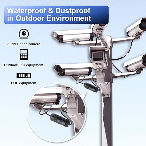 Miniatura 4 de VCELINK Acoplador RJ45 impermeable IP68 de perfil corto, conector Ethernet impermeable Cat6Cat5ECat5 blindado, extensor de cable LAN de red exterior