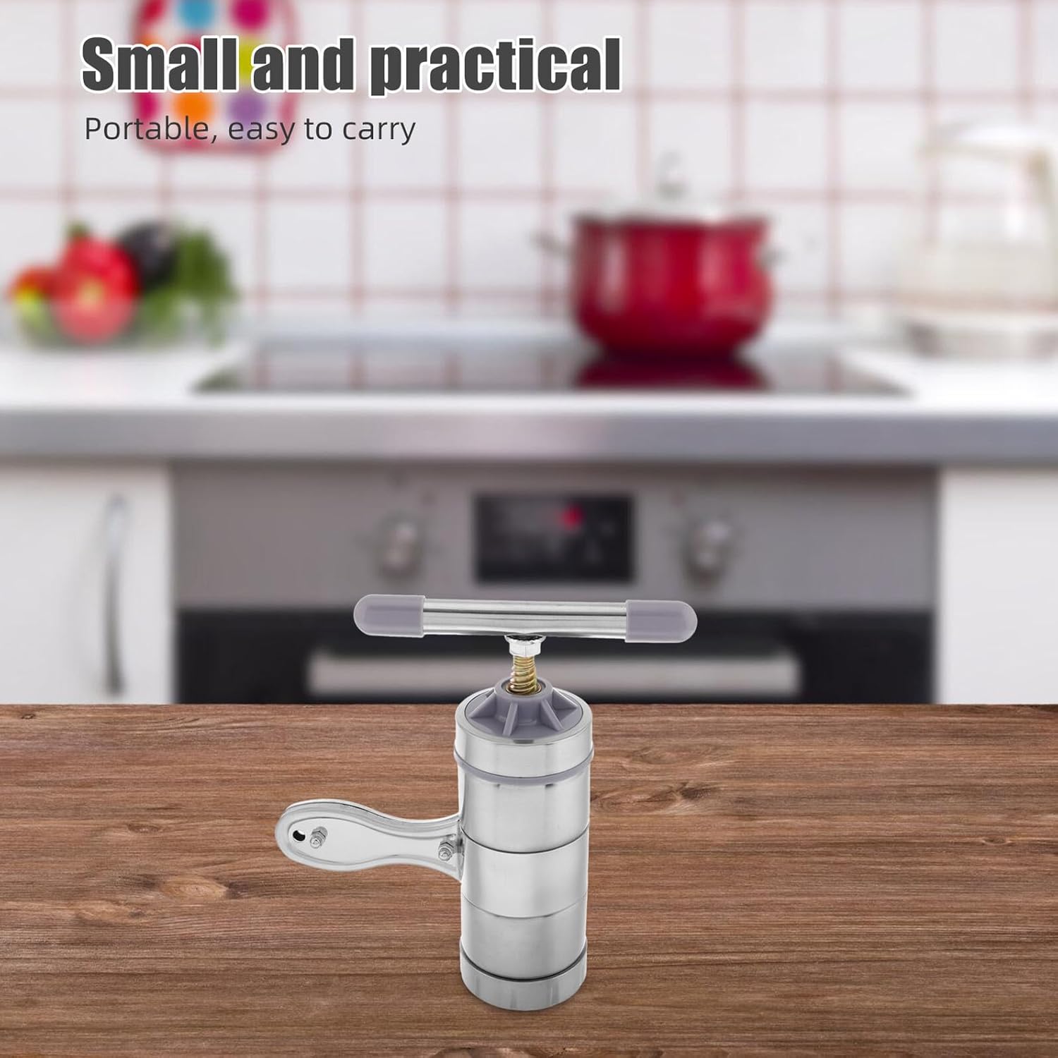 Stainless Steel Hand Crank Noodle Maker Portable Pasta Press Machine with 5 Rollers for Home Kitchen Noodle Making and Spaghetti Preparation