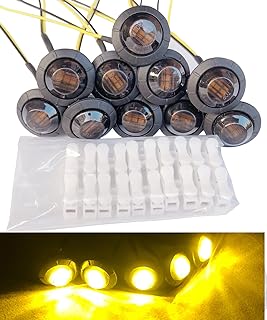 10Pcs Smoked Amber 3Led 12V 3/4'' LED Marker Clearance Lights chicken Round Trailer Side Marker Signal Lamp Bullet Lights for Camper Trailer Truck ATV UTV RV Van Pickup 12V