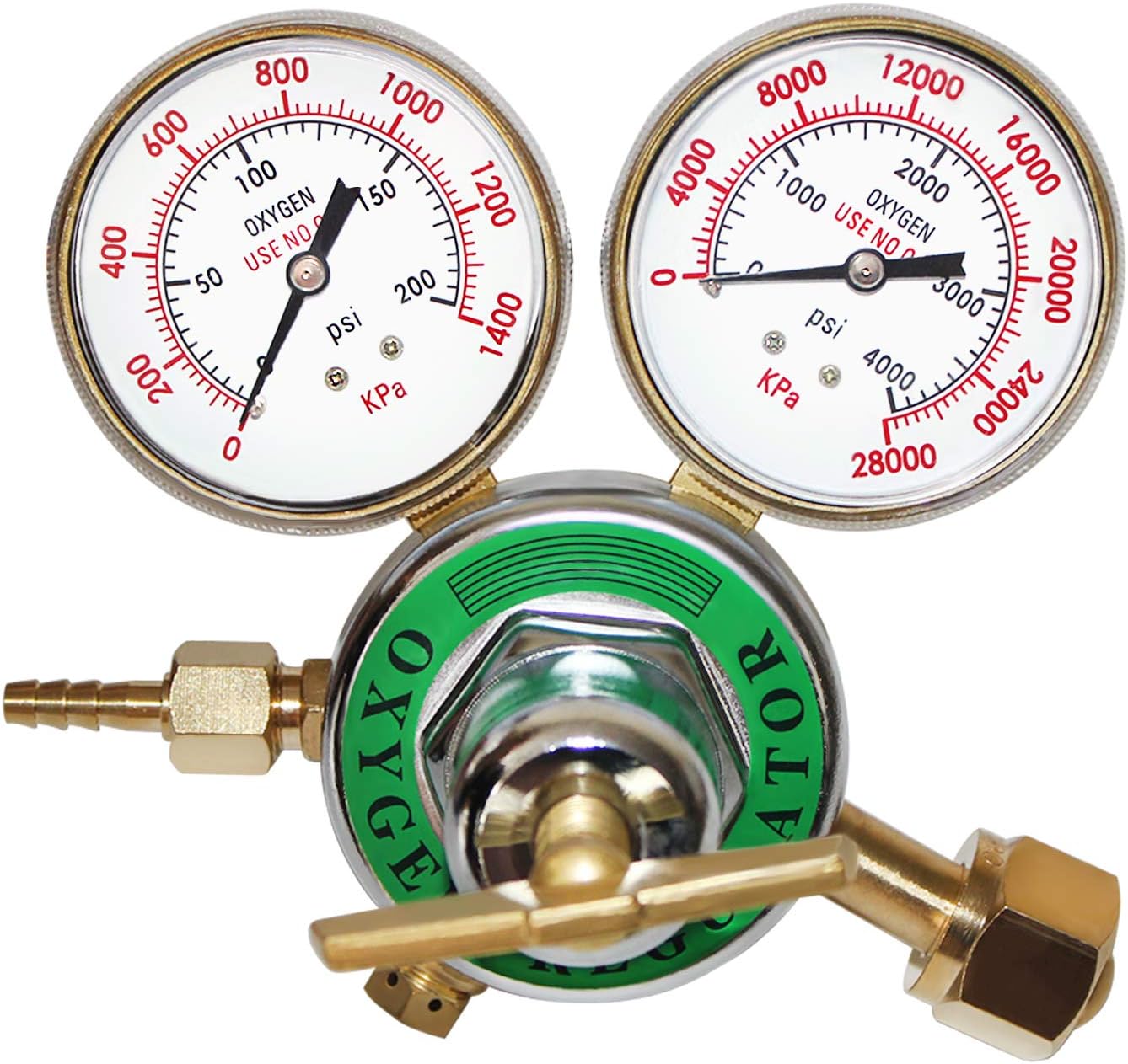 Heavy Duty Oxygen Regulator, Large Tank Gauge Cutting Torch Regulator, Outlet 0-200PSI Inlet 0-4000PSI CGA 540