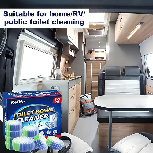 Miniatura 3 de KELITE Tabletas limpiadoras automáticas de inodoro, paquete de 10 unidades de limpiador de tanque de inodoro de larga duración para baño,