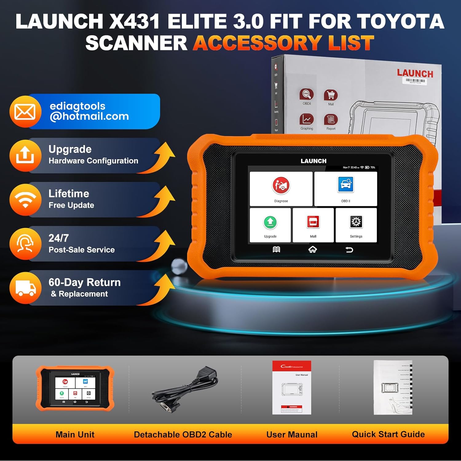 2026 LAUNCH Creader Elite V3.0 fit for Toyota Lexus Bi-Directional Scan Tool, Full System OBD2 Scanner, All Reset Service Code Reader, AUTOVIN, ECU Code, Battery Registration, Lifetime Free Update