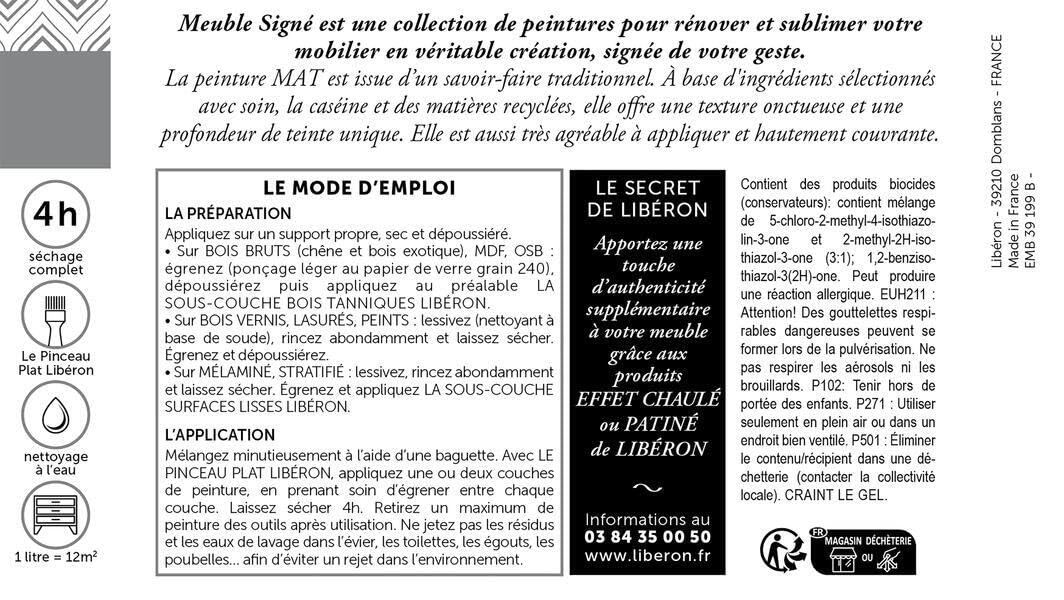 Libéron Peinture Meuble Signé MAT à Base de Caséine