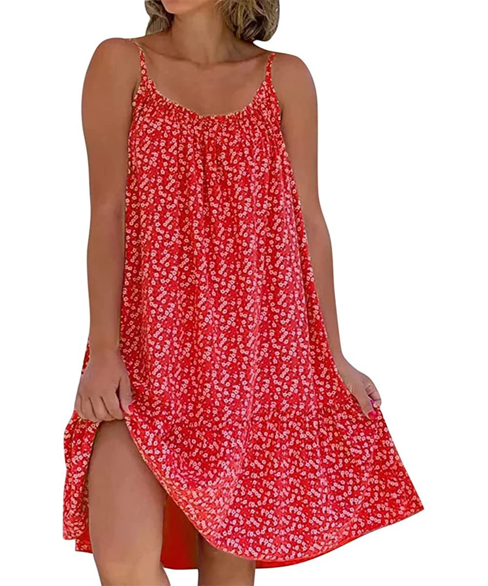 GRMLRPT Vestidos Verano Mujer Elegantes Vestidos Cortos con Estampados de Floral Sin Mangas Suelto Casual Chaleco Falda de Playa Vestidos de Fiesta Noche(Multicolor,S-XXL)