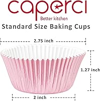 Vista 2 de Caperci Pink Foil Cupcake Muffin Liners Standard Size Baking Cups 150-Pack - Premium Greaseproof & Sturdy