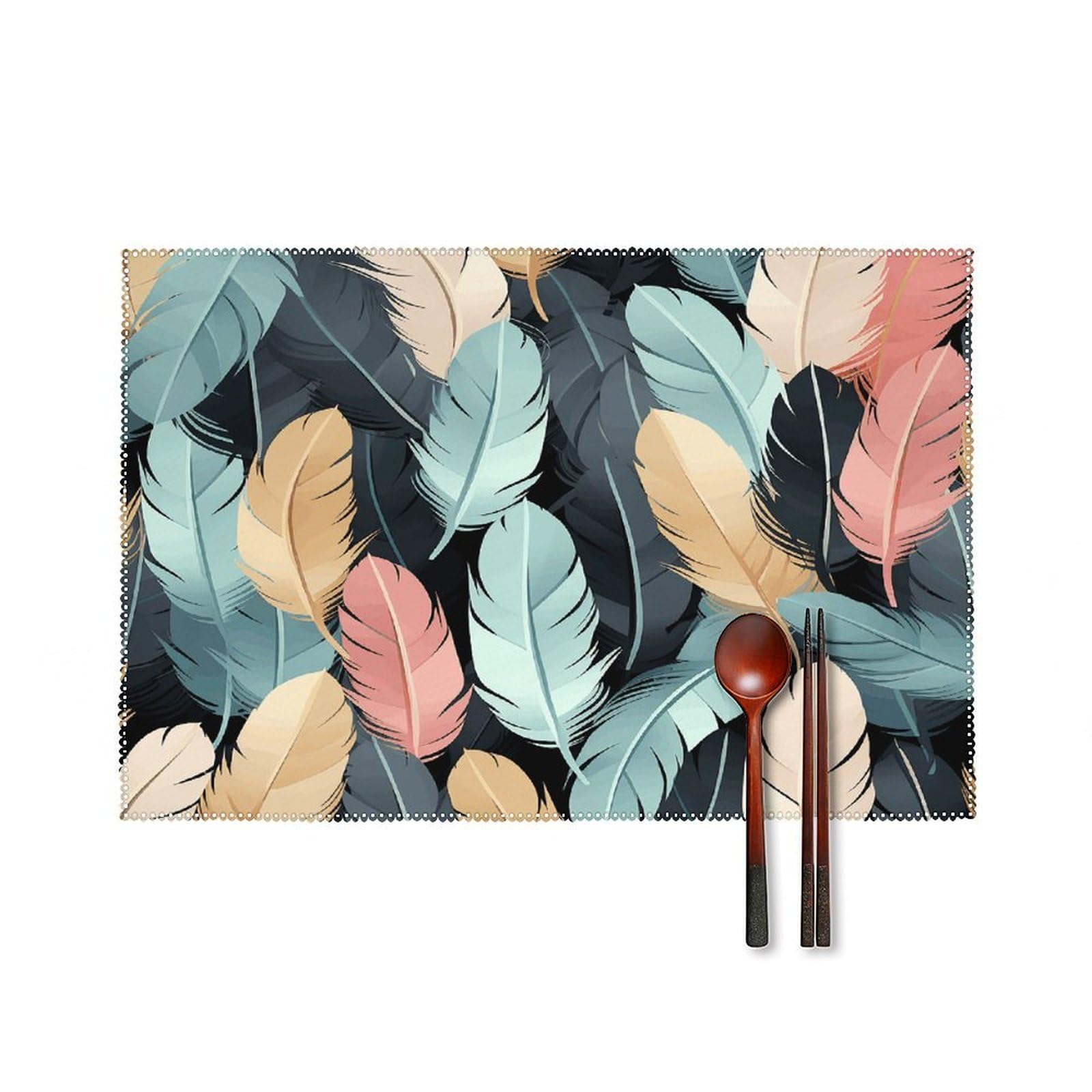 Fodpand Style Feather Placemats Set Of 4 Place Mats Table Mats