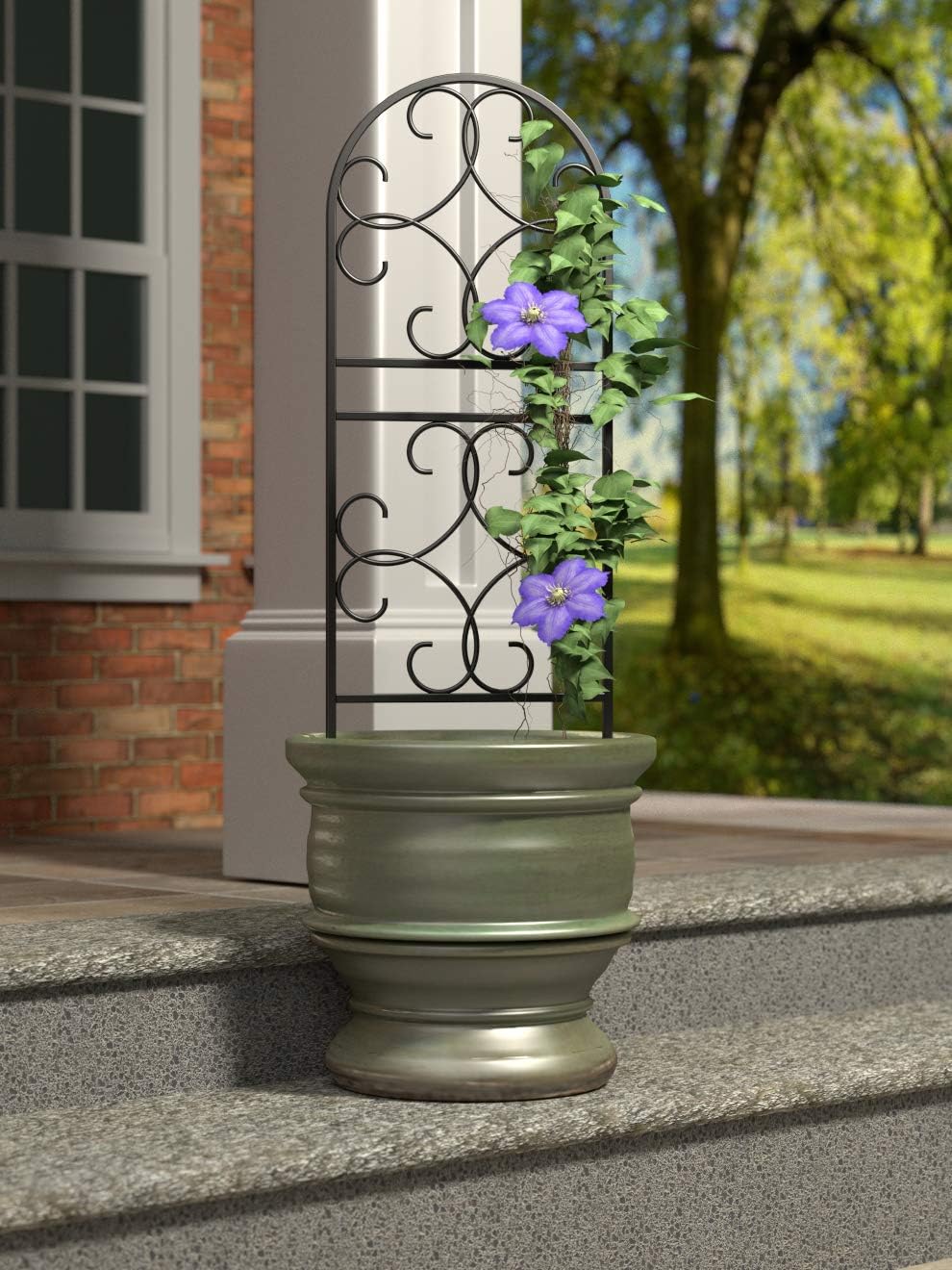Panacea 84490 Scroll Pot Trellis, 36", Black