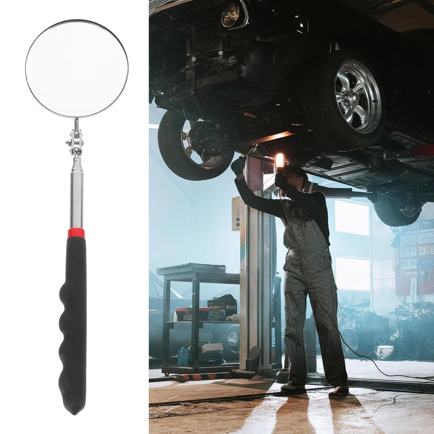 CHILDWEET Telescoping Inspection Mirror Extendable Mechanic Mirror for Vehicle Inspection Rotating Design Sturdy for Versatile Use Essential Tool