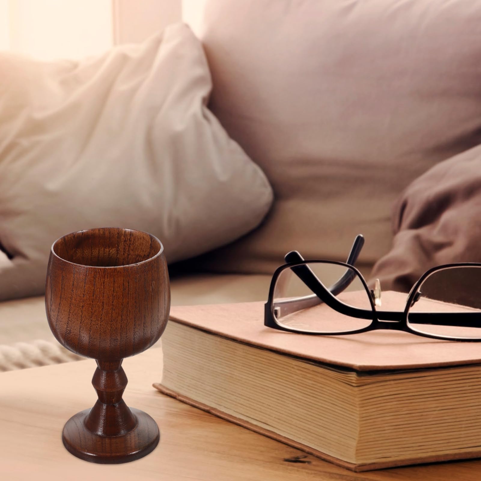 OUNONA Vintage Handmade Wooden Wine Goblet Natural Drinking Cup for Entertaining and Home Decor and Smooth Finish for Wine and Special Occasions