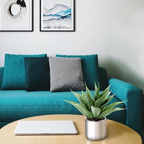 Vista 4 de Planta de agave artificial grande de 13 pulgadas, planta artificial de aloe vera en maceta, plantas artificiales realistas en maceta para sala