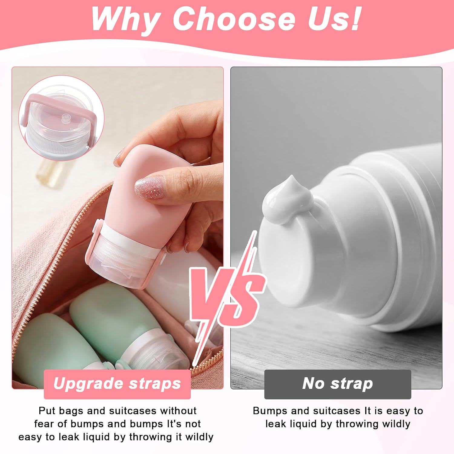 5 Pack 1oz Silicone Travel Bottles, Leak Proof Squeeze Bottle with Brush, Reusable Refillable Lotion Bottle for Toiletries, Shampoo, Conditioner, Lotion, Salad Dressing, Travel-Size Containers
