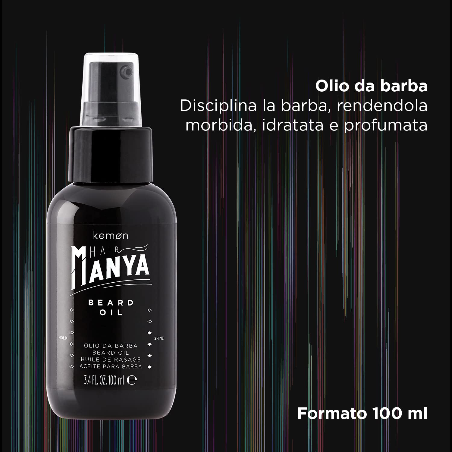 Kemon - Hair Manya Beard Oil, Olio da Barba Idratante e Profumato, Effetto Disciplinante e Protettivo - 100 ml