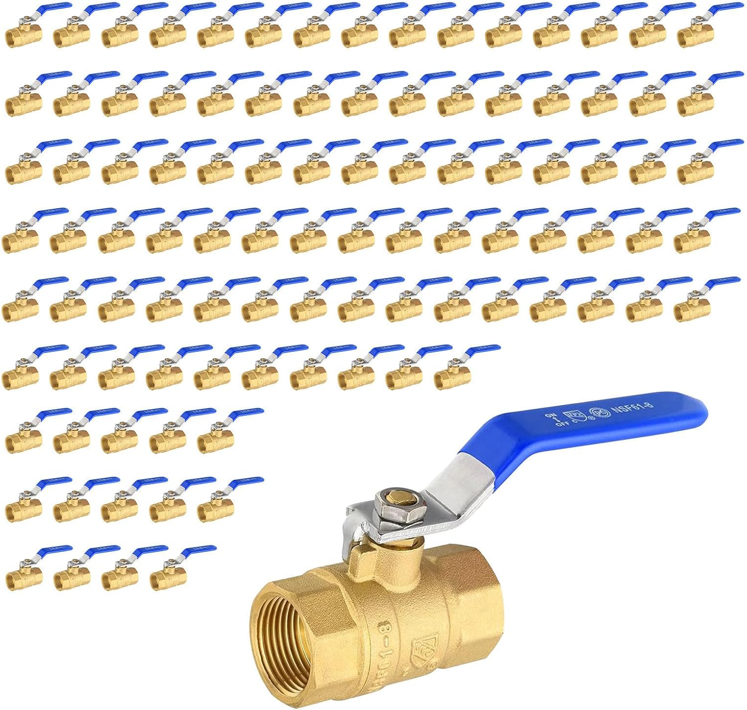 3/4" Ball Valve FIP Threaded, 10 Pack Shut Off Valves Red, Forged Brass Full Port Shut Off Ball Valve With FNPT Connector, 150 PSI WSP/600 WOG